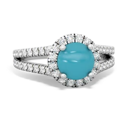 Turquoise Pave Halo 14K White Gold ring R5490