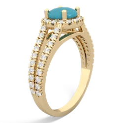 Turquoise Pave Halo 14K Yellow Gold ring R5490