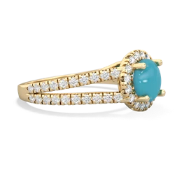 Turquoise Pave Halo 14K Yellow Gold ring R5490