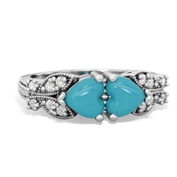 Turquoise Diamond Butterflies 14K White Gold ring R5601