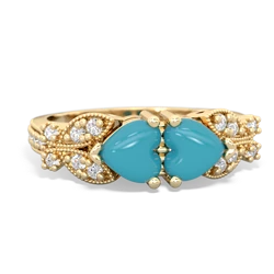 Turquoise Diamond Butterflies 14K Yellow Gold ring R5601