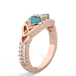 Turquoise Sparkling Celtic Knot 14K Rose Gold ring R2645