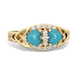 Turquoise Sparkling Celtic Knot 14K Yellow Gold ring R2645