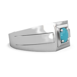 Turquoise Men's Squared Circle 14K White Gold ring R0480