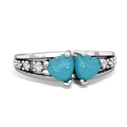 Turquoise Heart To Heart 14K White Gold ring R3342