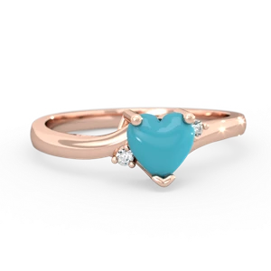 Turquoise Delicate Heart 14K Rose Gold ring R0203