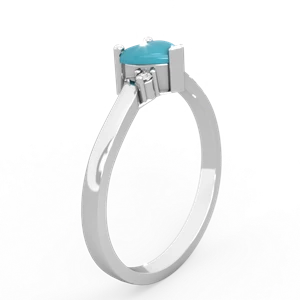 Turquoise Delicate Heart 14K White Gold ring R0203