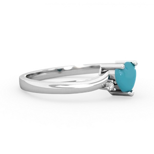 Turquoise Delicate Heart 14K White Gold ring R0203
