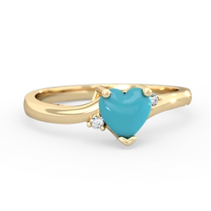 Turquoise Delicate Heart 14K Yellow Gold ring R0203