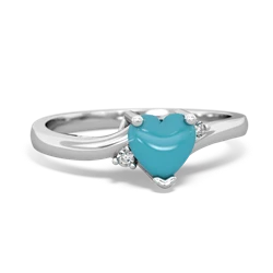 Turquoise Delicate Heart 14K White Gold ring R0203