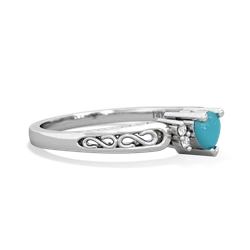 Turquoise Filligree Scroll Heart 14K White Gold ring R2429