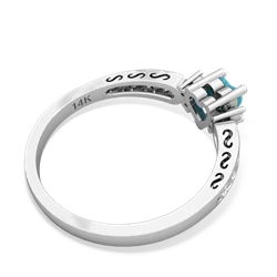 Turquoise Filligree Scroll Heart 14K White Gold ring R2429