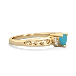 Turquoise Filligree Scroll Heart 14K Yellow Gold ring R2429