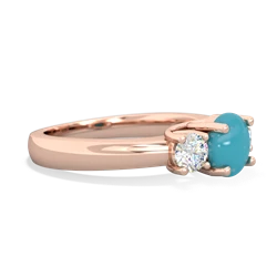 Turquoise Diamond Three Stone Round Trellis 14K Rose Gold ring R4018