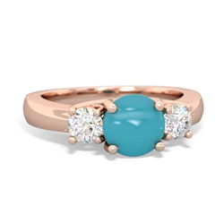 Turquoise Diamond Three Stone Round Trellis 14K Rose Gold ring R4018