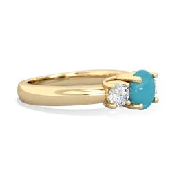 Turquoise Diamond Three Stone Round Trellis 14K Yellow Gold ring R4018