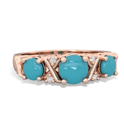 Turquoise Hugs And Kisses 14K Rose Gold ring R5016