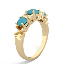 Turquoise Hugs And Kisses 14K Yellow Gold ring R5016