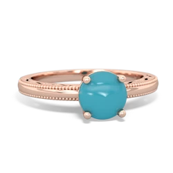 Turquoise Milgrain Filigree 14K Rose Gold ring R5090