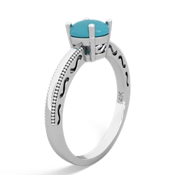 Turquoise Milgrain Filigree 14K White Gold ring R5090