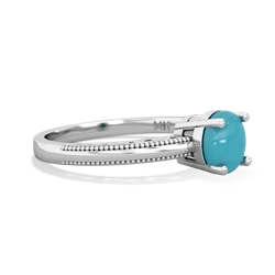 Turquoise Milgrain Filigree 14K White Gold ring R5090