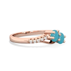 Turquoise Infinity Pave Two Stone 14K Rose Gold ring R5285