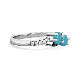 Turquoise Infinity Pave Two Stone 14K White Gold ring R5285