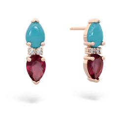 Turquoise Bowtie Drop 14K Rose Gold earrings E0865