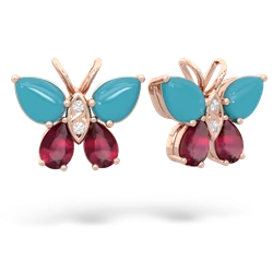 Turquoise Butterfly 14K Rose Gold earrings E2215