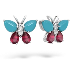 Turquoise Butterfly 14K White Gold earrings E2215