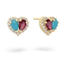 Turquoise Halo 14K Yellow Gold earrings E7008