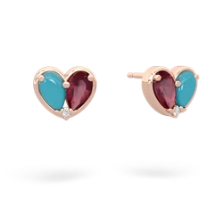 Turquoise 'Our Heart' 14K Rose Gold earrings E5072