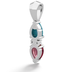 Turquoise Bowtie Drop 14K White Gold pendant P0865