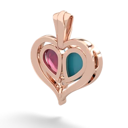 Turquoise Two Become One 14K Rose Gold pendant P5330