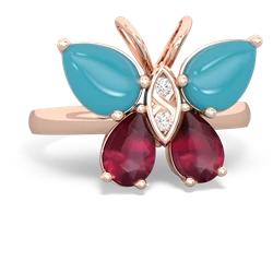 Turquoise Butterfly 14K Rose Gold ring R2215