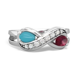 Turquoise Diamond Infinity 14K White Gold ring R5390