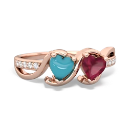 Turquoise Side By Side 14K Rose Gold ring R3090