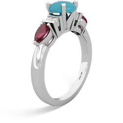 Turquoise 6Mm Round Eternal Embrace Engagement 14K White Gold ring R2005