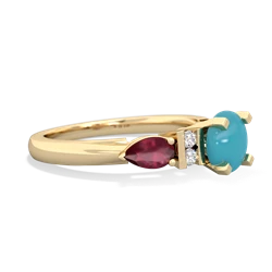 Turquoise 6Mm Round Eternal Embrace Engagement 14K Yellow Gold ring R2005