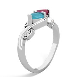 Turquoise Floral Elegance 14K White Gold ring R5790