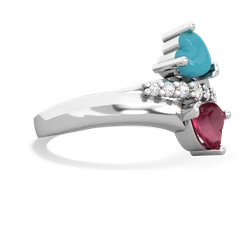 Turquoise Heart To Heart 14K White Gold ring R2064