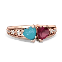 Turquoise Heart To Heart 14K Rose Gold ring R3342