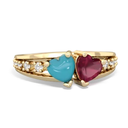 Turquoise Heart To Heart 14K Yellow Gold ring R3342