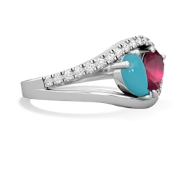 Turquoise Nestled Heart Keepsake 14K White Gold ring R5650