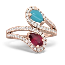 Turquoise Diamond Dazzler 14K Rose Gold ring R3000