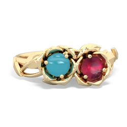 Turquoise Rose Garden 14K Yellow Gold ring R5510