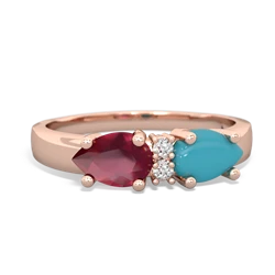 Turquoise Pear Bowtie 14K Rose Gold ring R0865