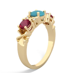 Turquoise Hugs And Kisses 14K Yellow Gold ring R5016