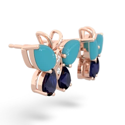 Turquoise Butterfly 14K Rose Gold earrings E2215