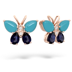 Turquoise Butterfly 14K Rose Gold earrings E2215